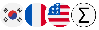 Flags of France, South Korea and Unites States