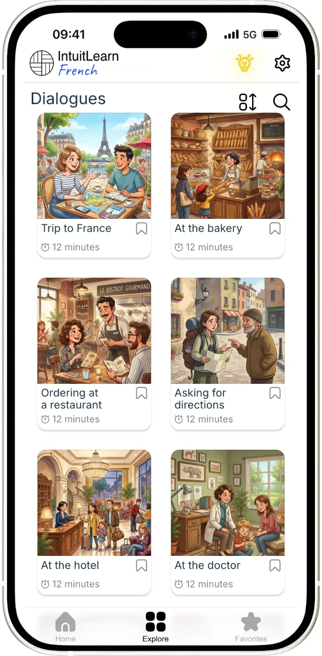 List of available French learning modules and chapters