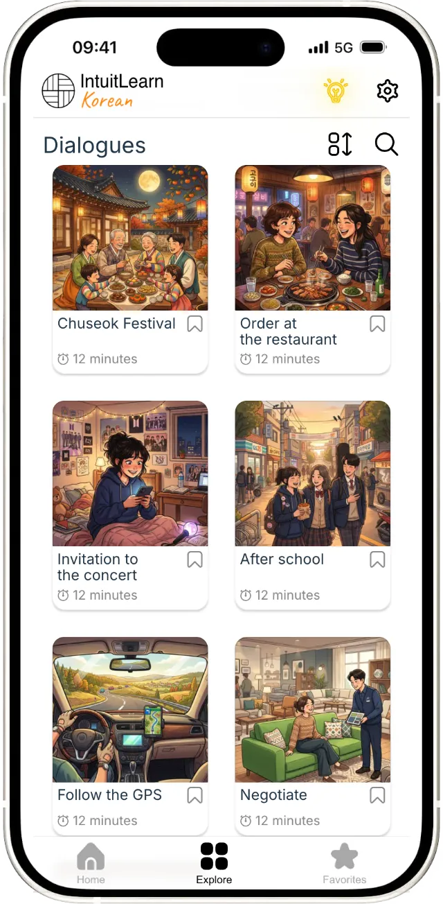 Liste des modules et chapitres de coréen disponibles